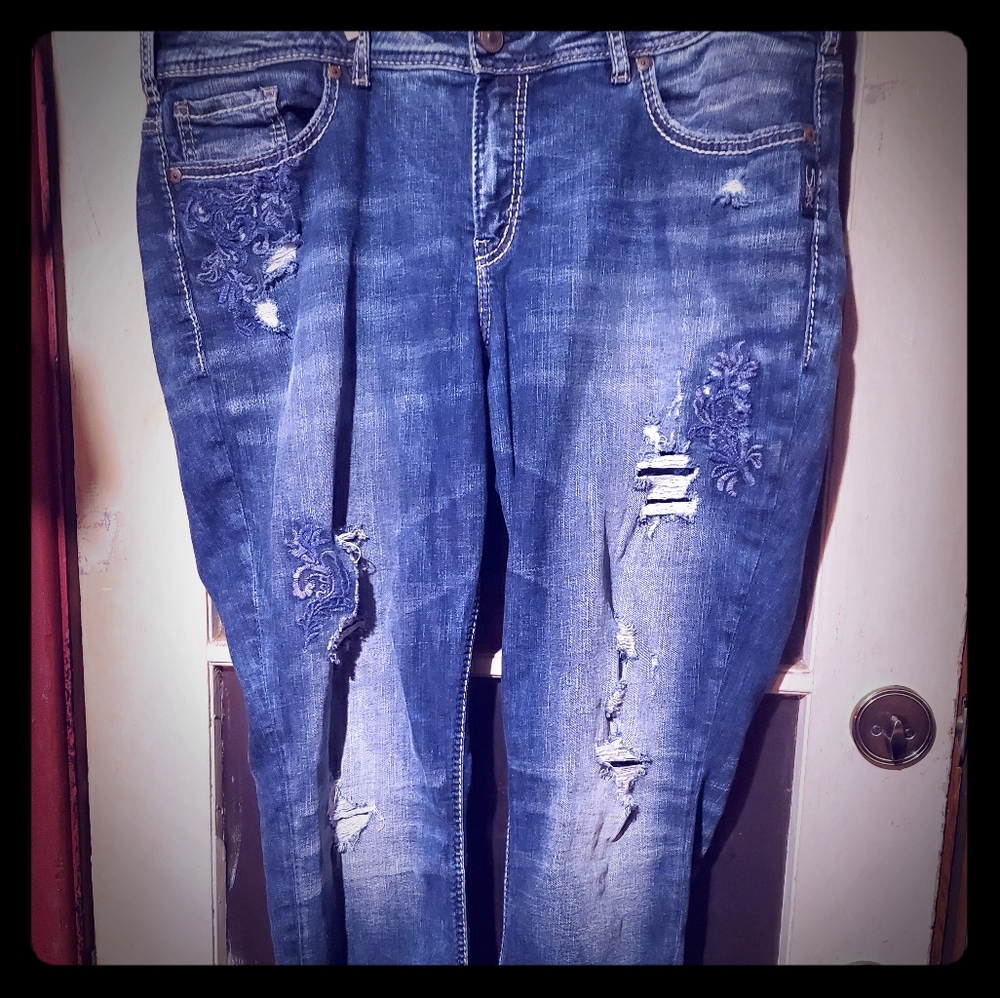 ☆ON HOLD☆ Silver Skinny Jeans sz 20